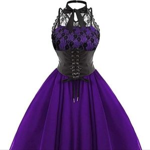 Sleeveless Gothic Dress Corset Halter